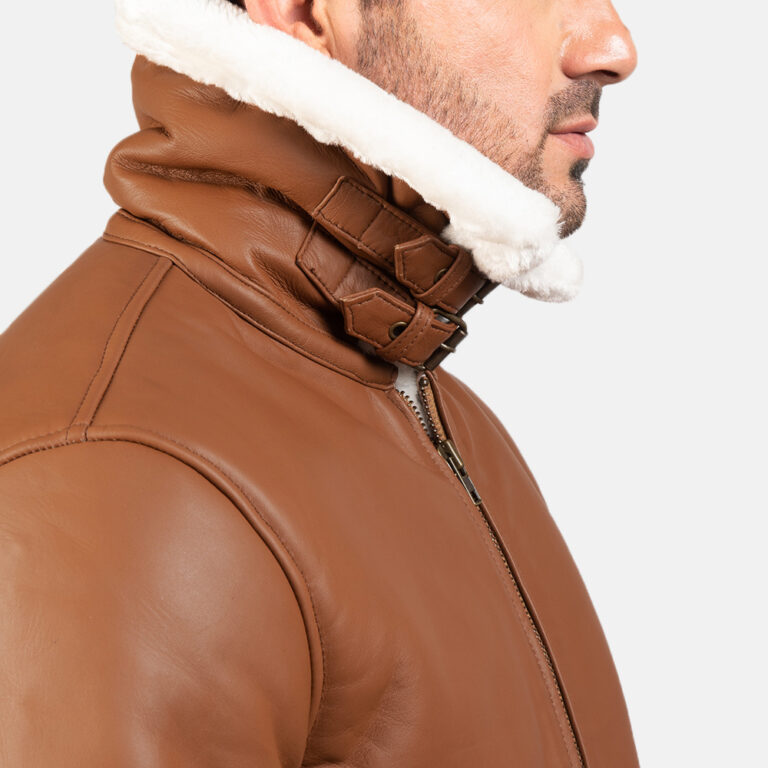 Mens Francis B-3 Brown Leather Bomber Jacket7794-9-1577867116766